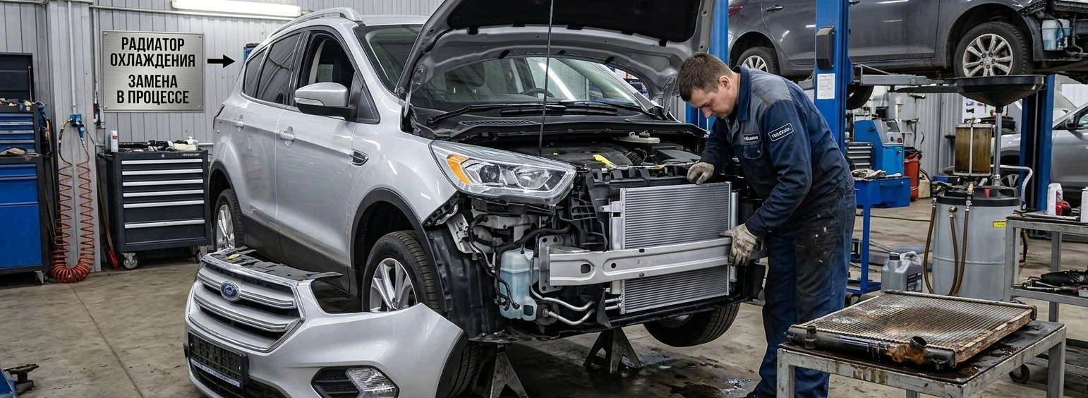Течь радиатора Ford Escape (2018): ремонт по гарантии в Полоцке | ДрайвПолюс